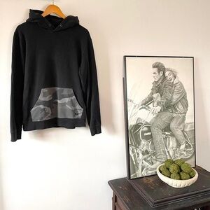 Coach designer hoodie sweatshirt black with camo kangaroo pouch pocket medium